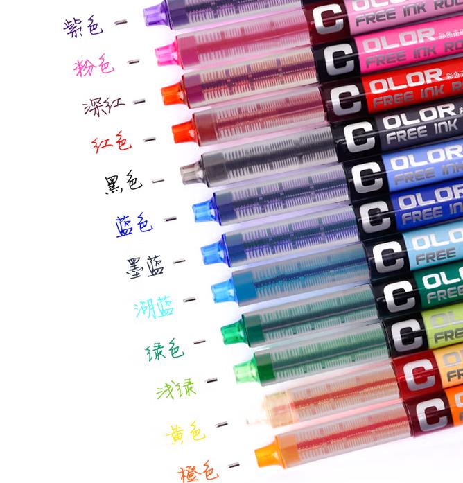 白雪（snowhite）彩色中性笔套装 0.5mm全针管学生签字笔直液式走珠笔 标记水笔速干 12支/盒 PVN-159