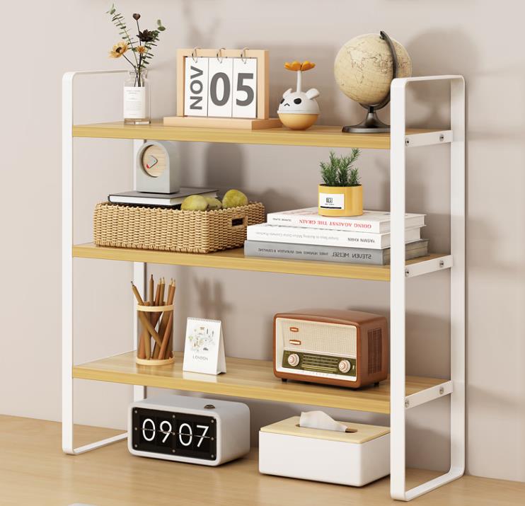 普美森置物架桌面多层书桌学生桌上置物架子收纳神器办公室电脑桌分层柜 双层30公分黑+黑架